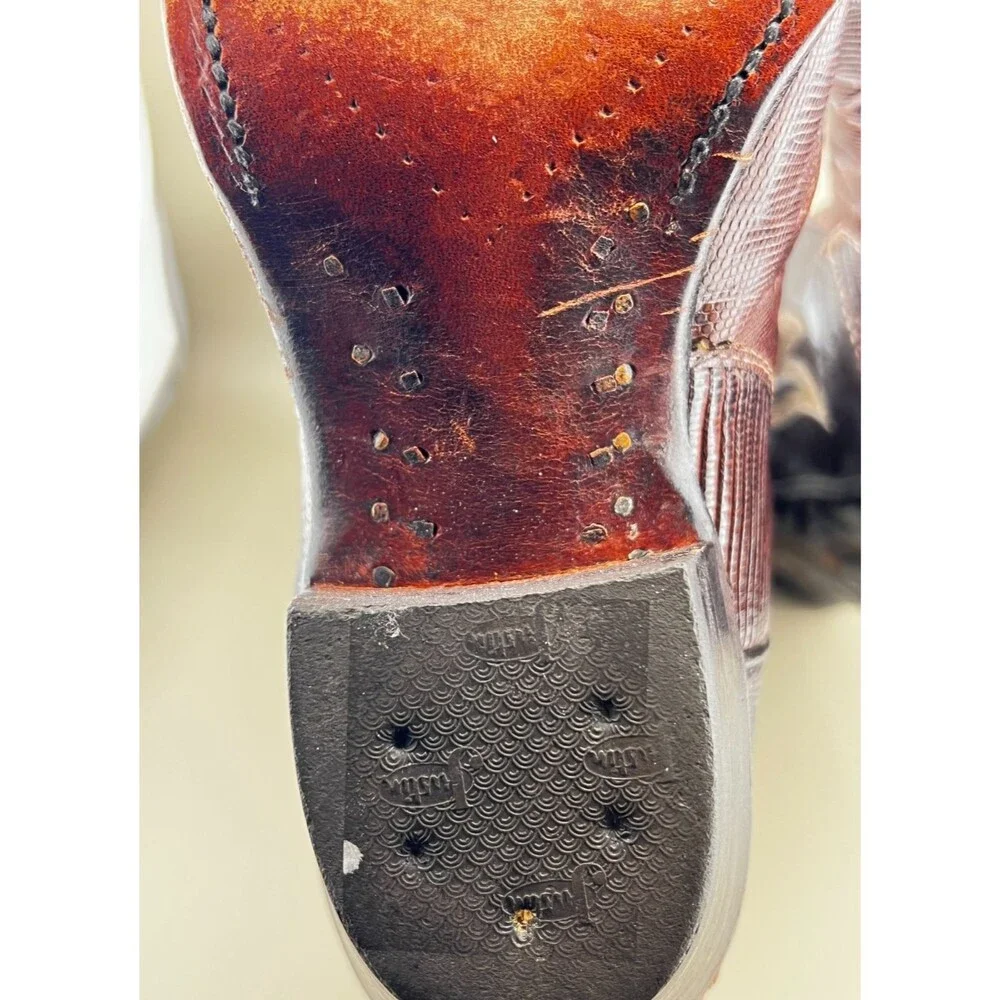 Vtg JUSTIN Cowgirl Boots Teju Lizard Leather Size 6.5B Western Rodeo USA #L4711